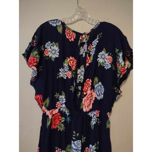 Ruby Rocks Blue Floral Maxi Dress With Slit Size Medium - Picture 6 of 7